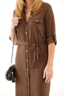 brown shirt dress before belt