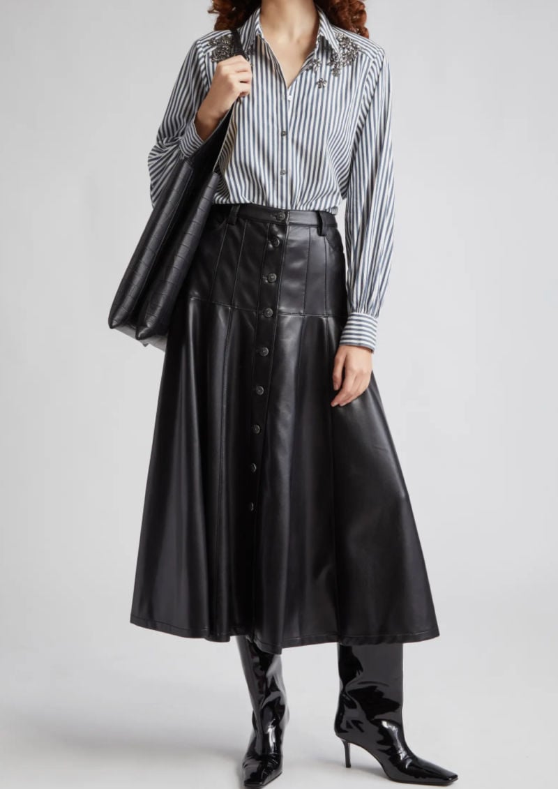 black leather circle skirt
