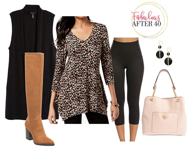 How to wear a long sleeveless vest for women Long vest with leggings and Cheetah Top
