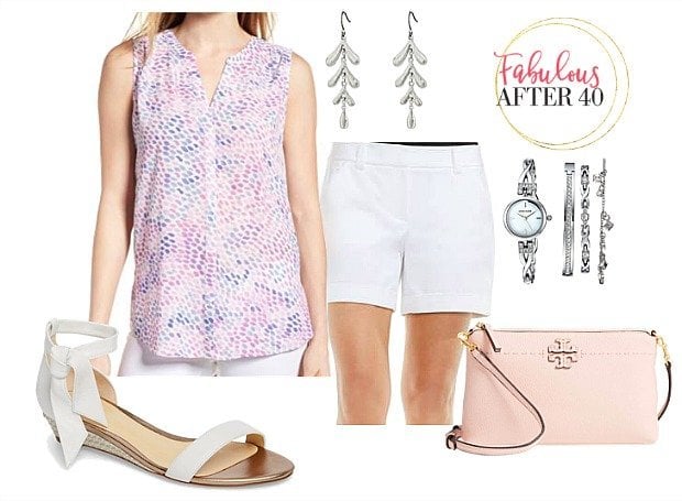 White Shorts Pattern Top