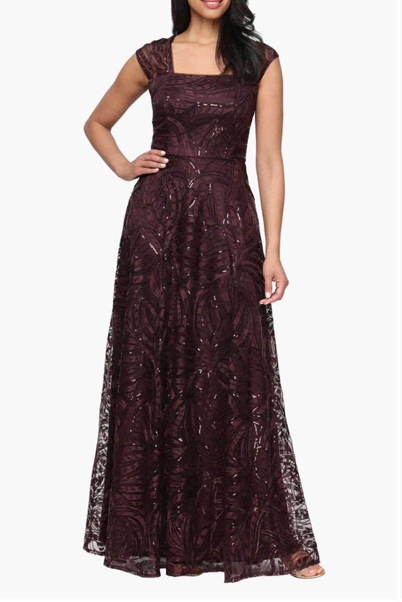 maroon lace mother of the bride gown
