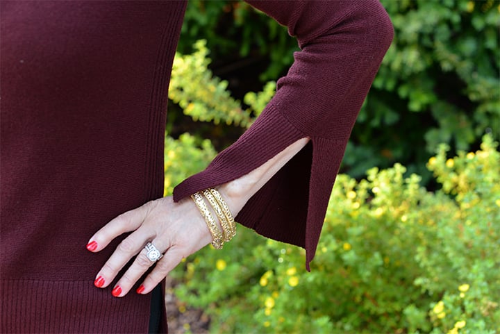 Wine tunic sleeve and bangles - Crisscross Sweater for Women