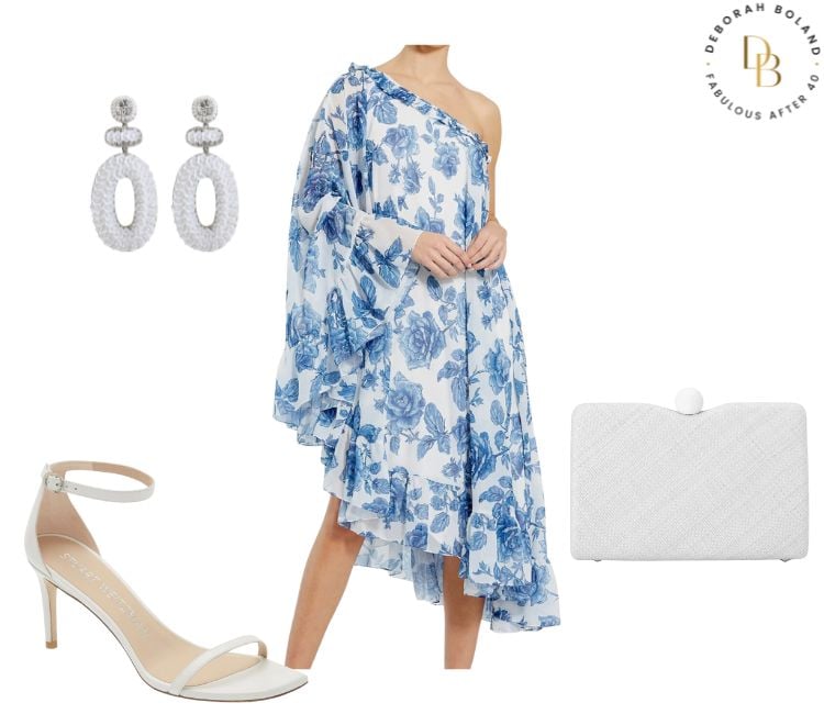 destination wedding blue one shoulder dress