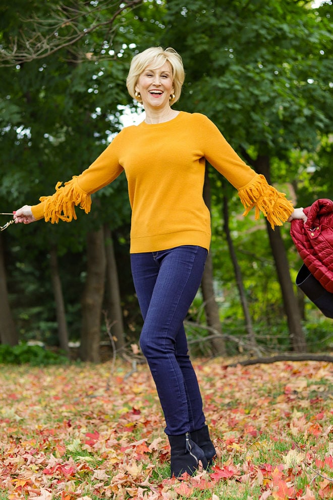 gold fringe sleeve top