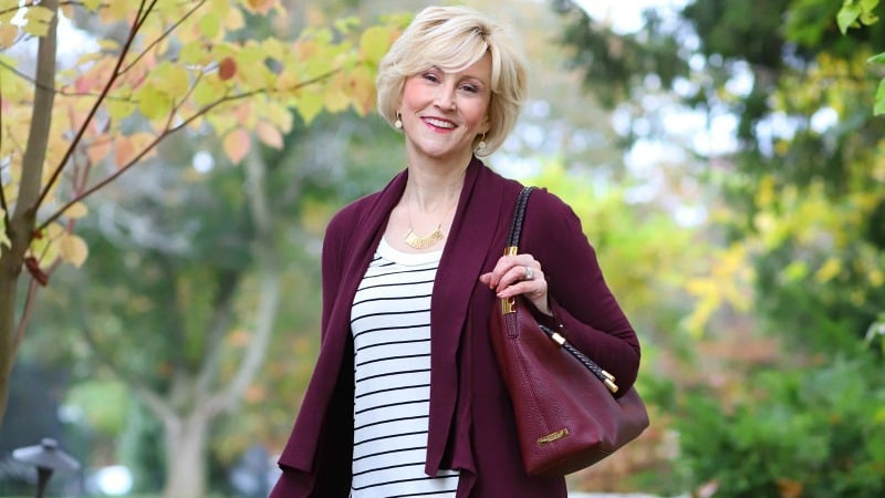 _cream and balck striped layered top