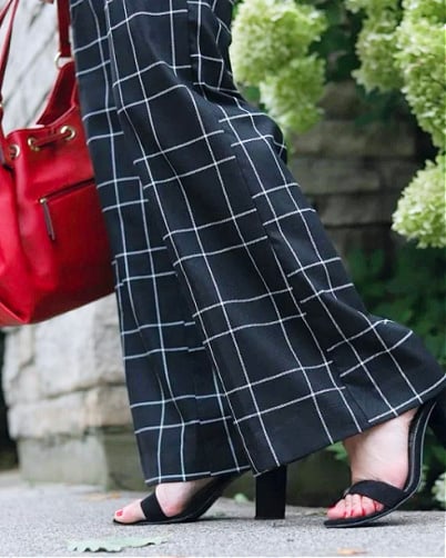 black windowpane pants