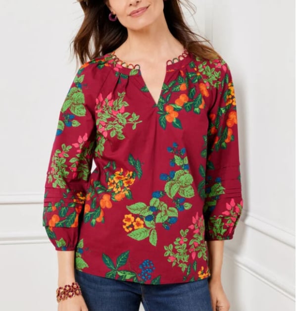 red floral shirt