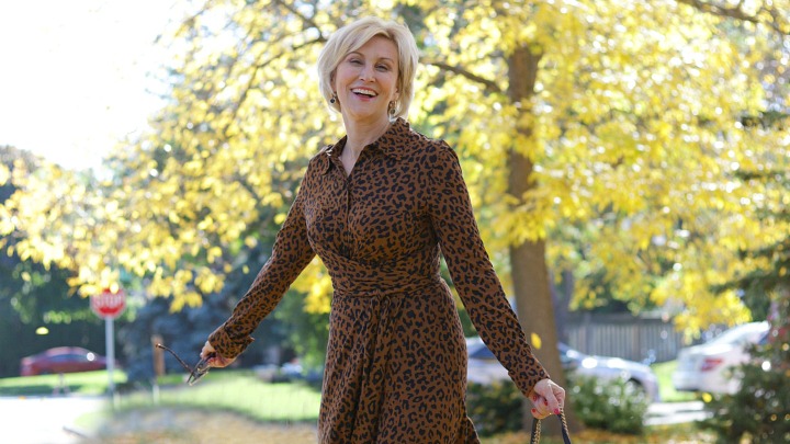 Animal Print Wrap Dress worn by Deborah Boland