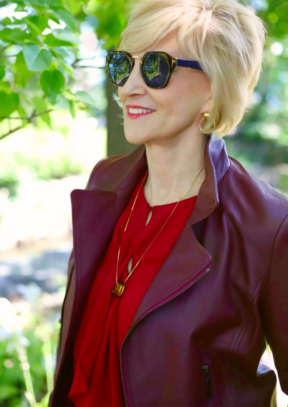 burgundy faux leather moto jacket