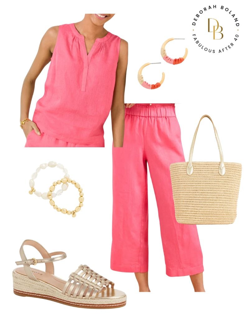 wedges with cropped wide leg pants