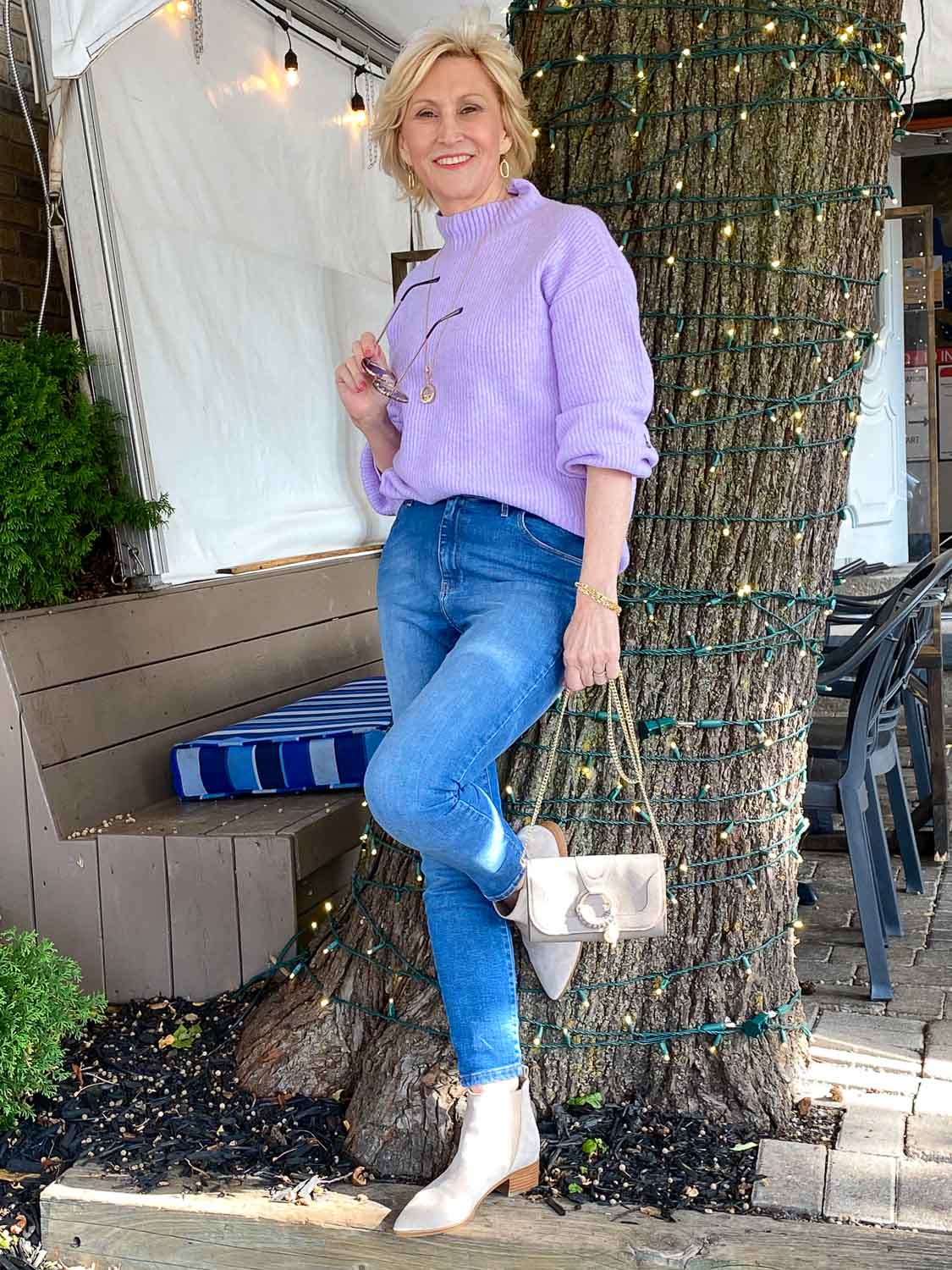 lavender turtleneck