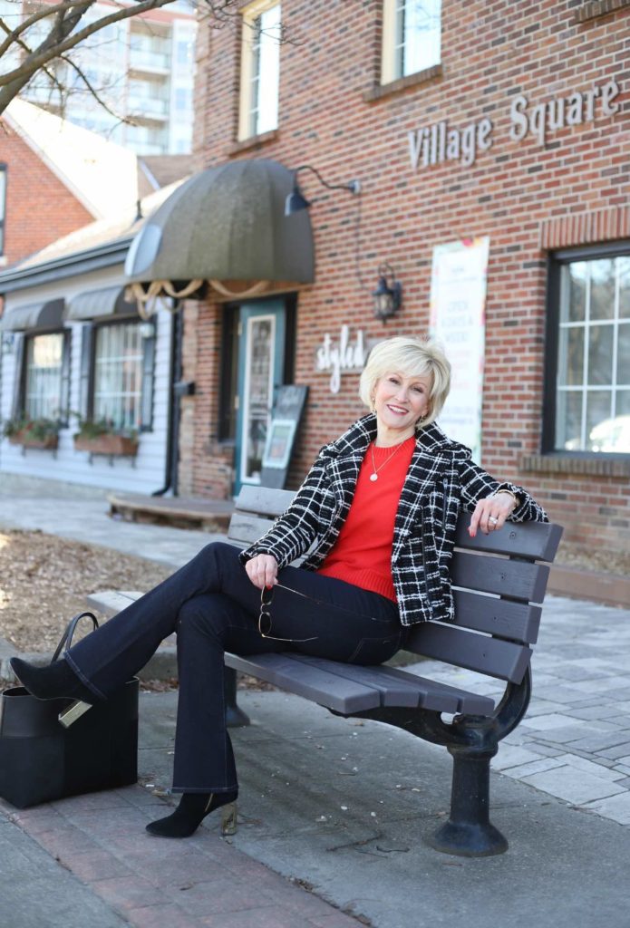 Black, white tweed moto jacket Deborah Boland