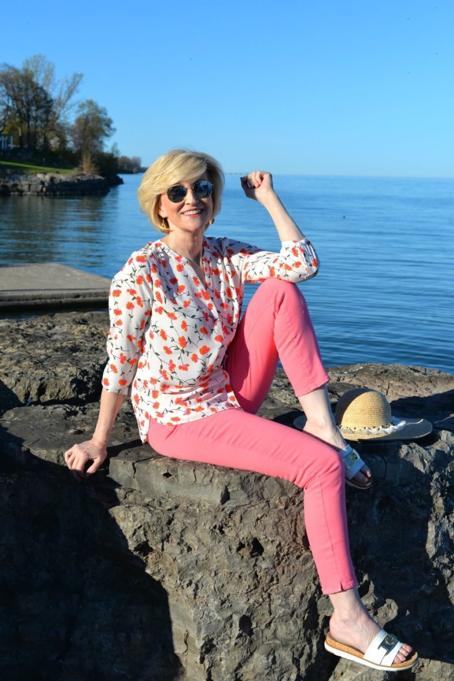 NYDJ -pink jeans , floral top