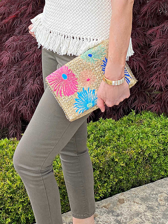 colored straw bag