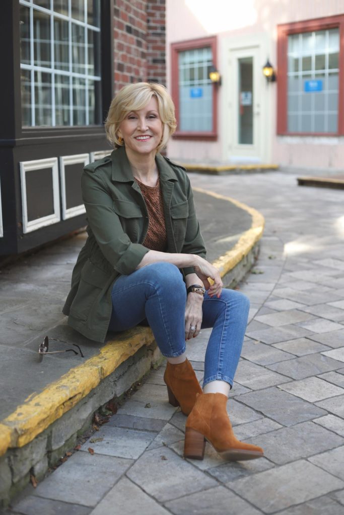 cargo jacket blue jeans, booties