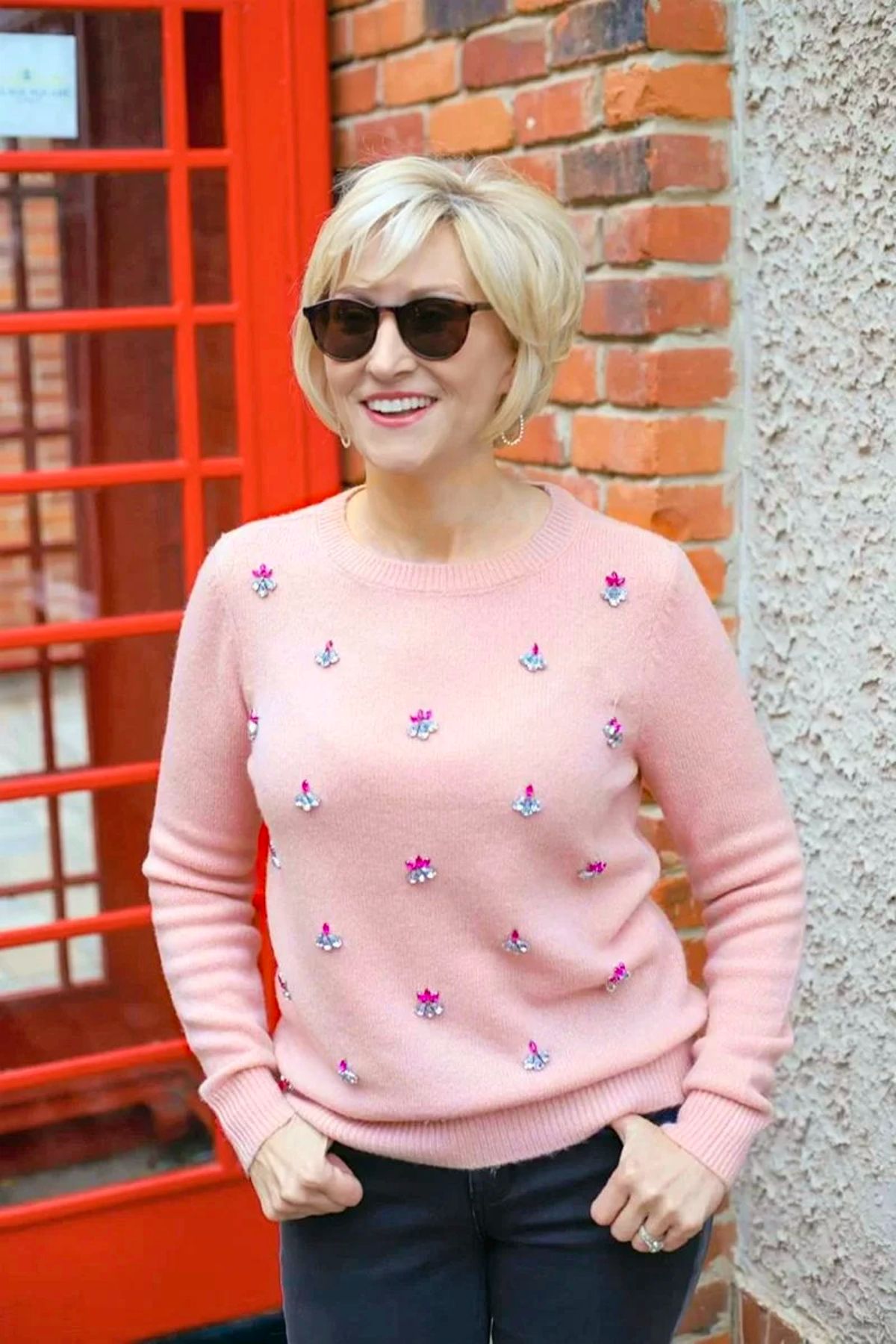 pink jeweled sweater