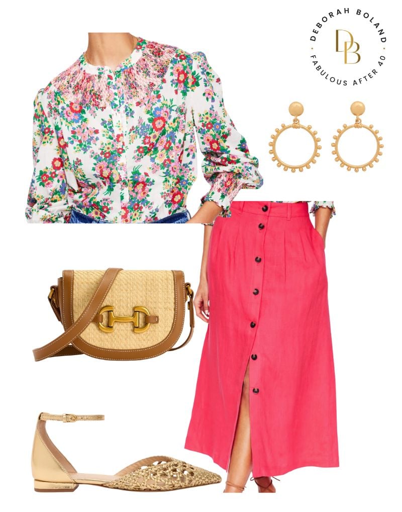 Skirts for Women over 40 - coral button up
