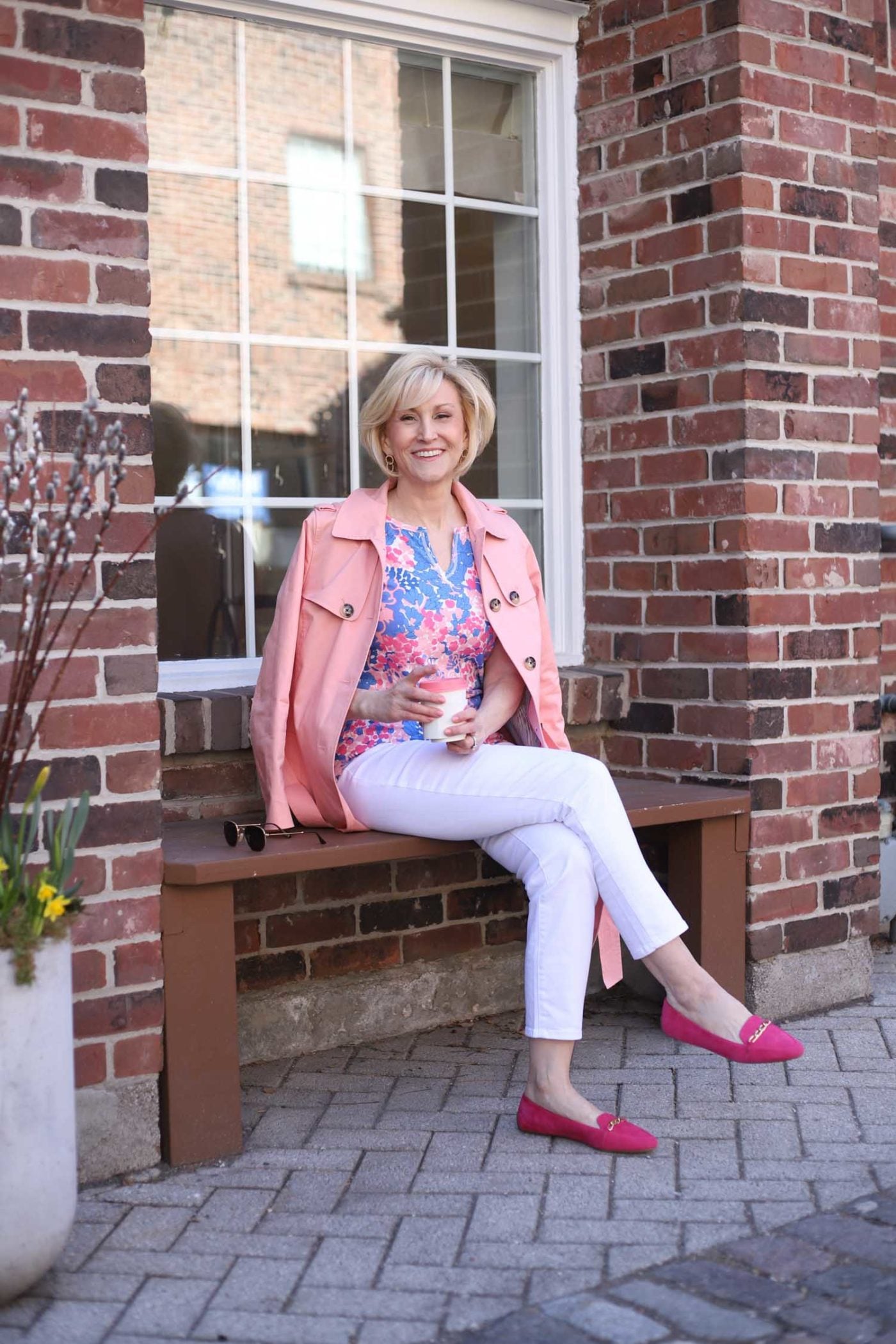 Pink peach Trench coat