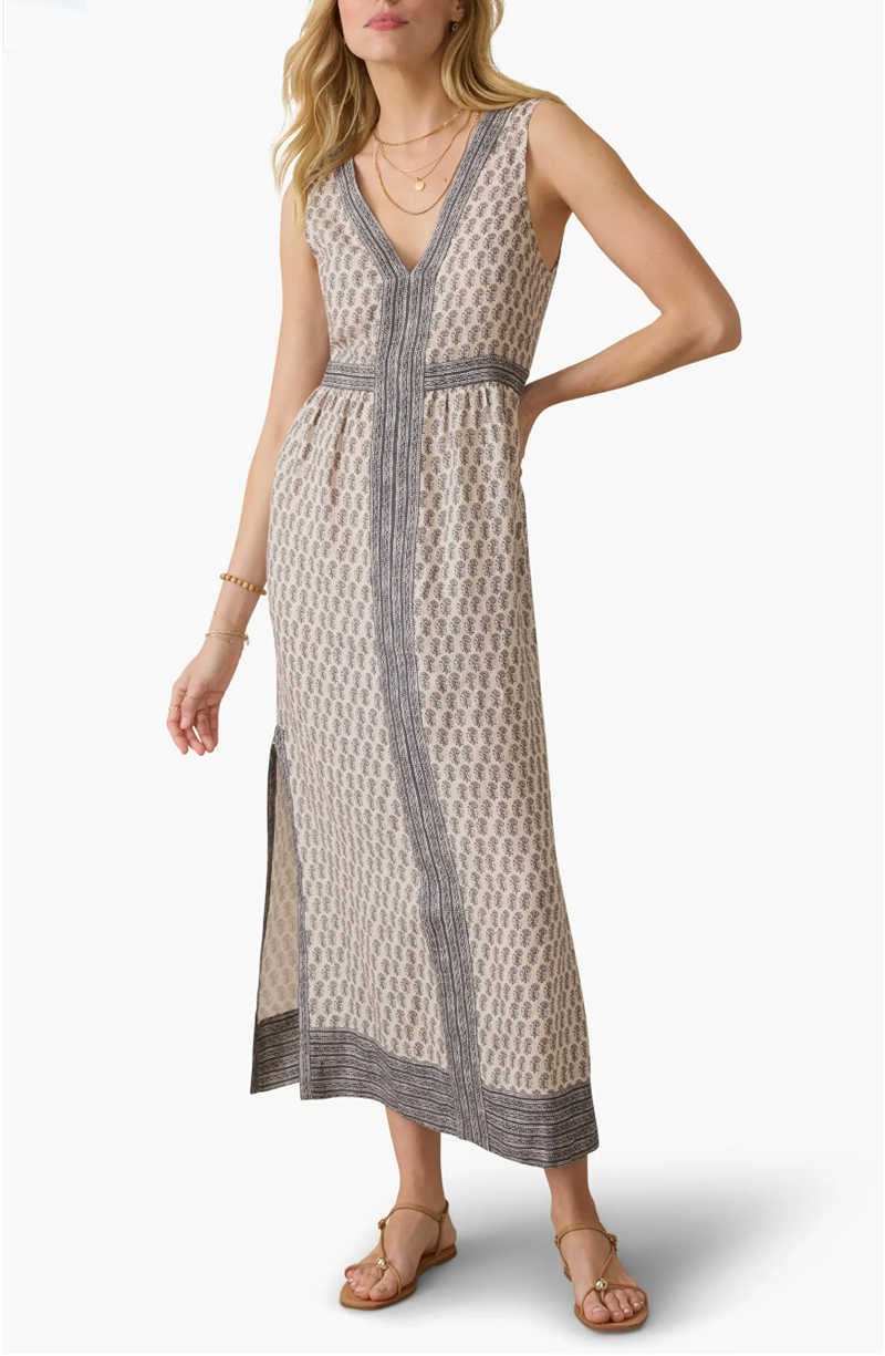 patterned linen dress for women over 40
