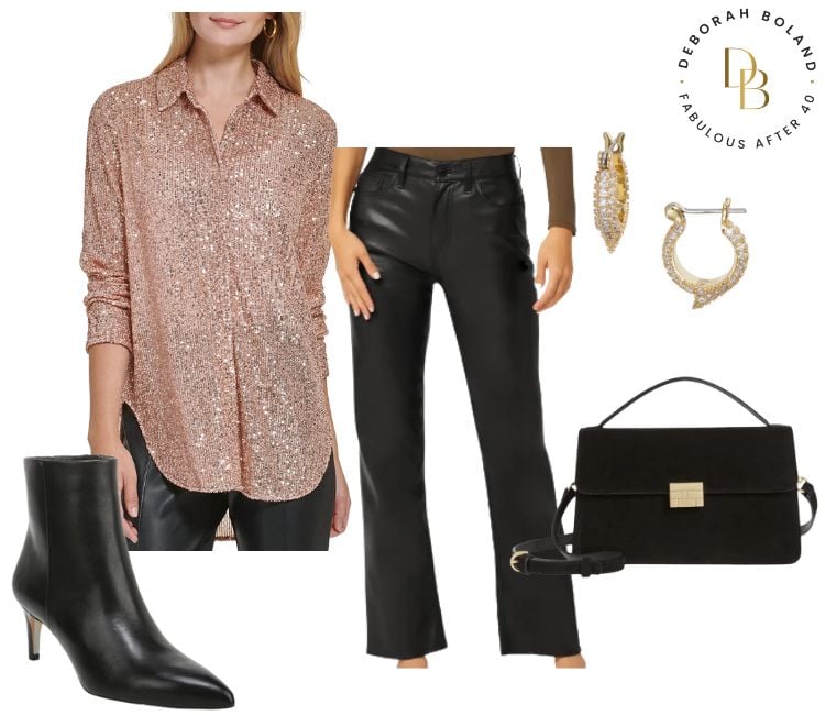 Sequin Shirt - Rose Gold