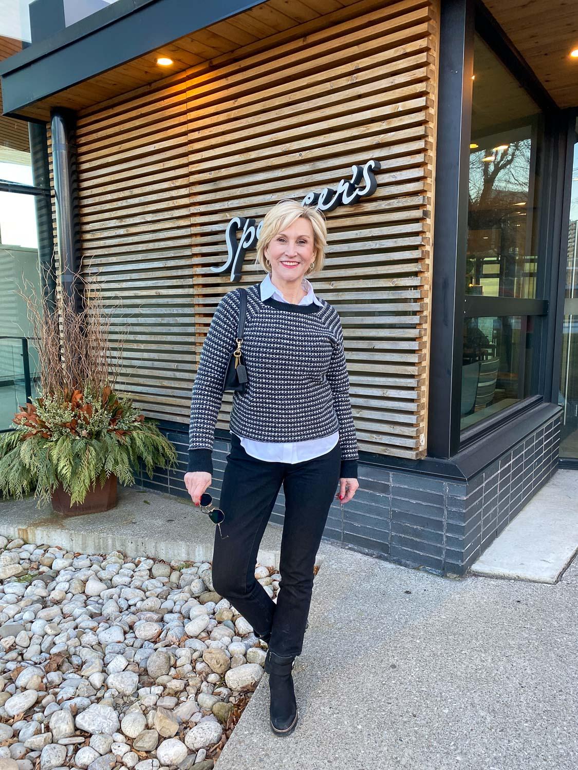 black and white sweater