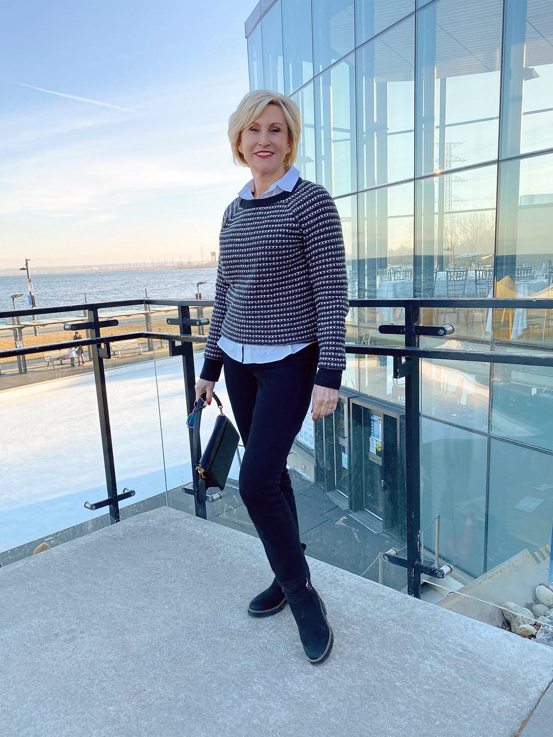 black and white sweater