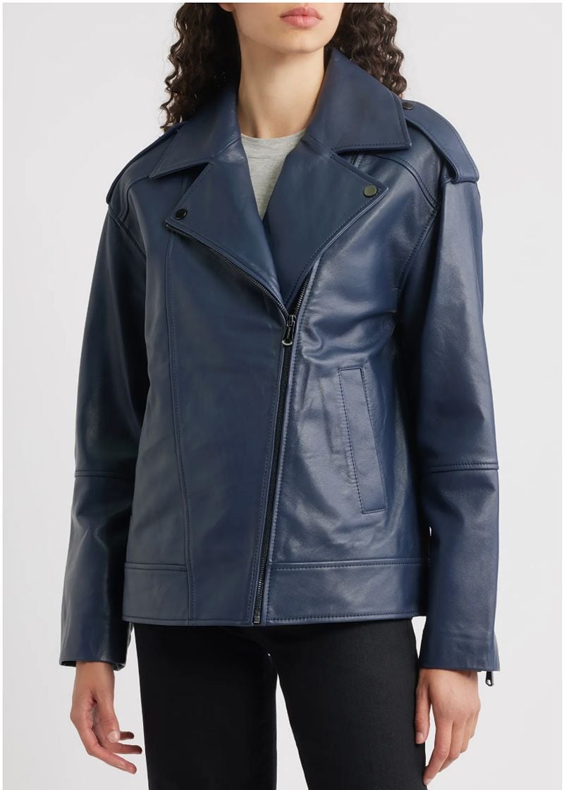 blue moto jacket