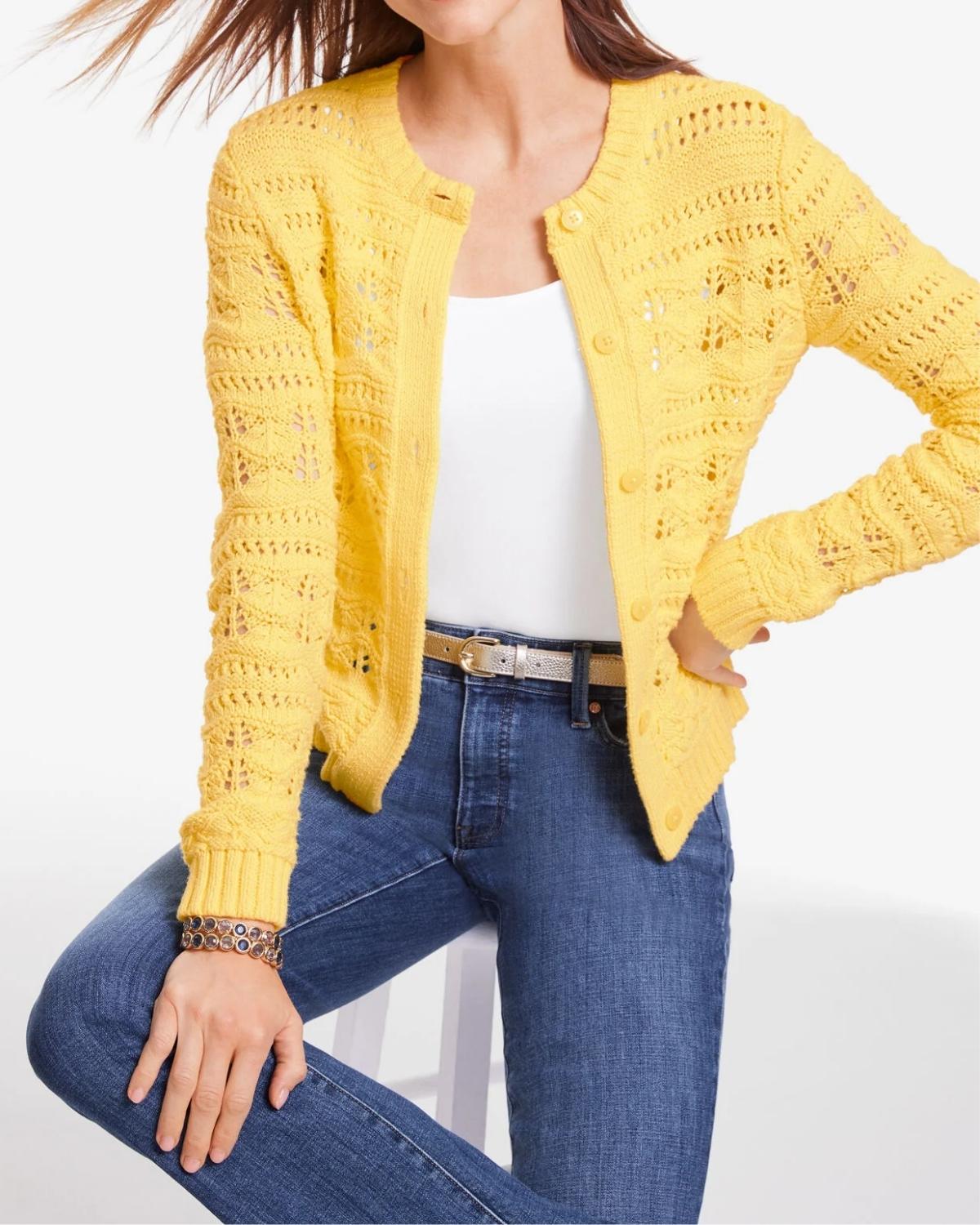 Open Stitch Crewneck Cardigan