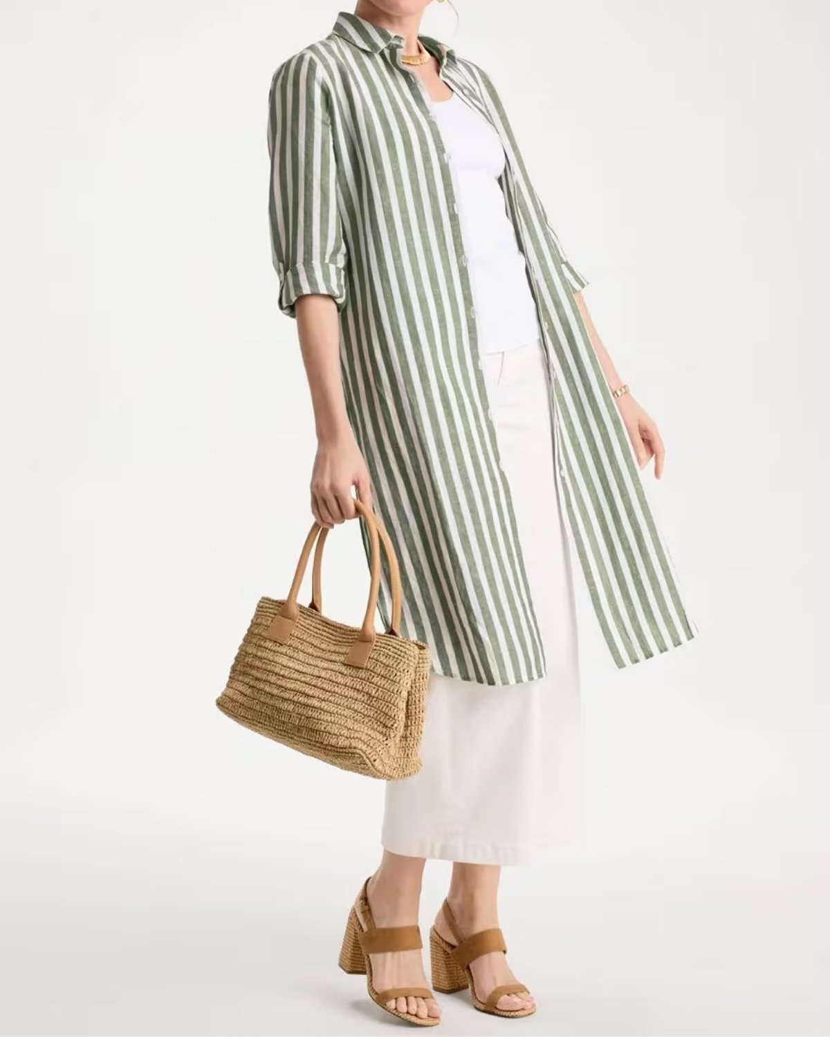 Striped Linen Cotton Duster