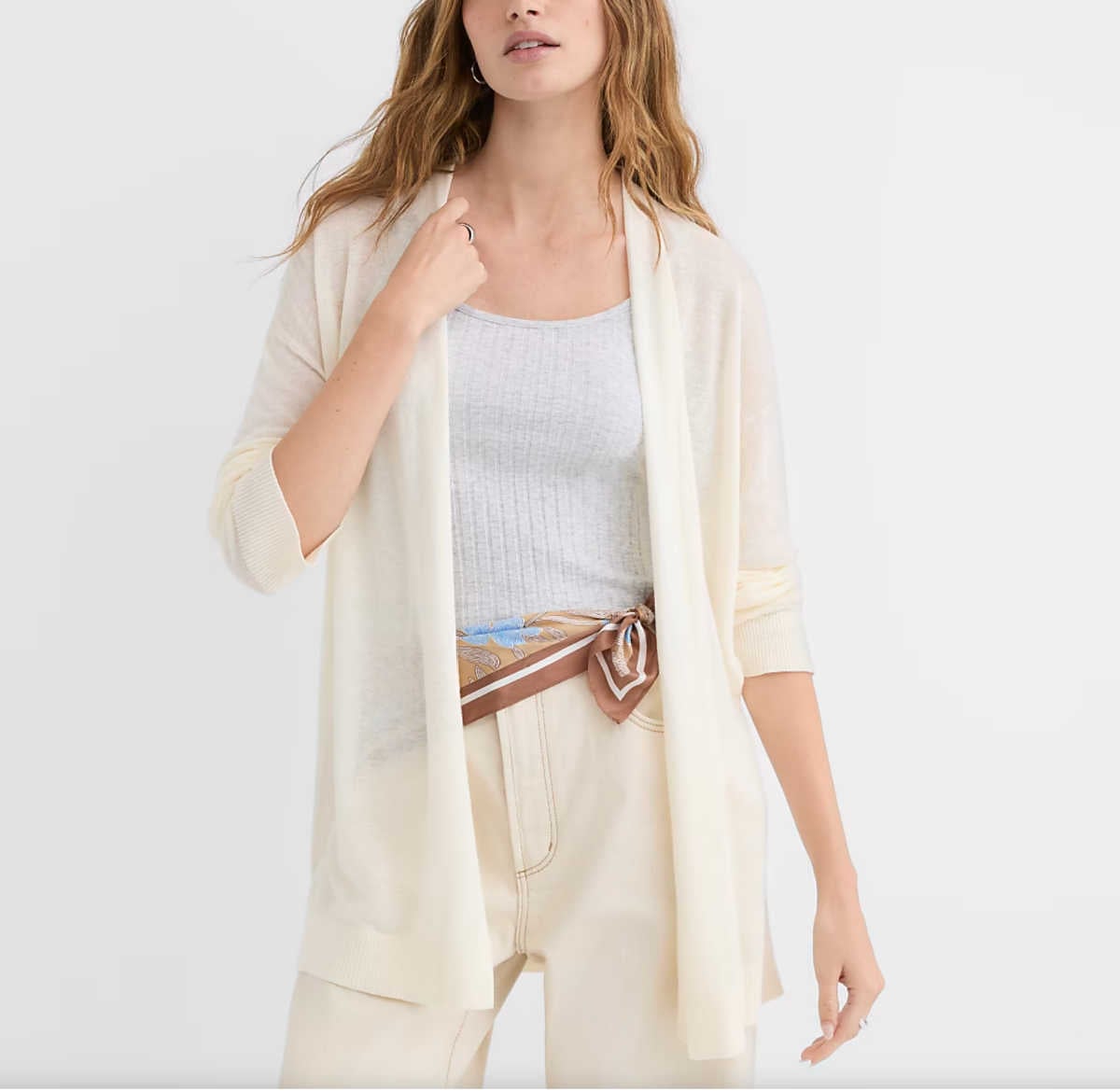 ivory summer cardigan with scarf