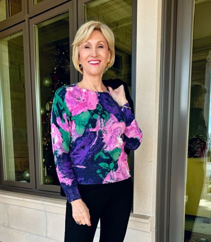 dark floral sweater purple