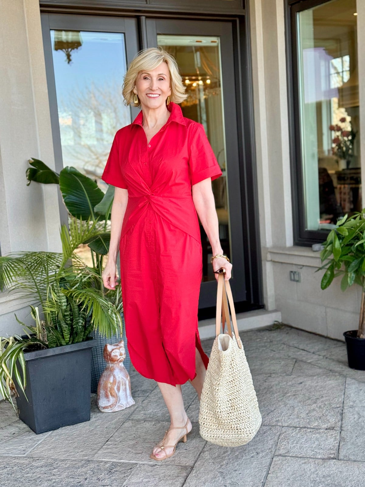red midi shirtdress Ralph Lauren