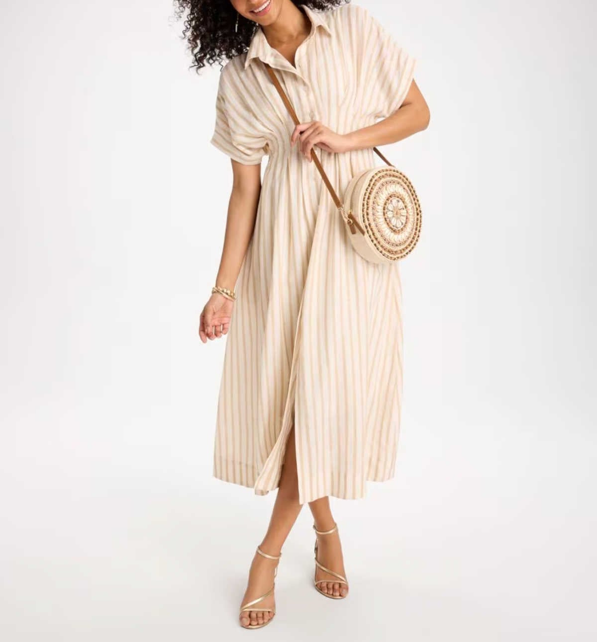 striped midi shirtdress