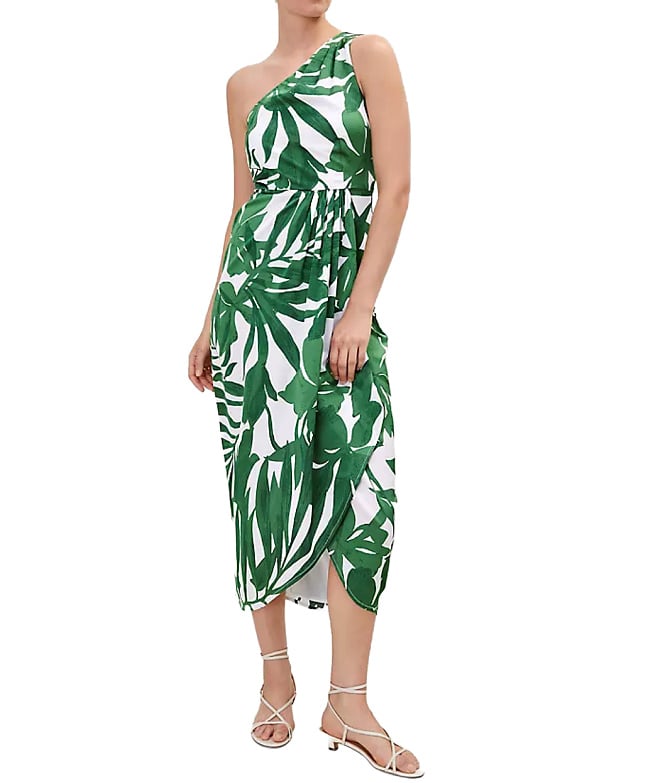 Petite Summer dress green floral one shoulder summer dress