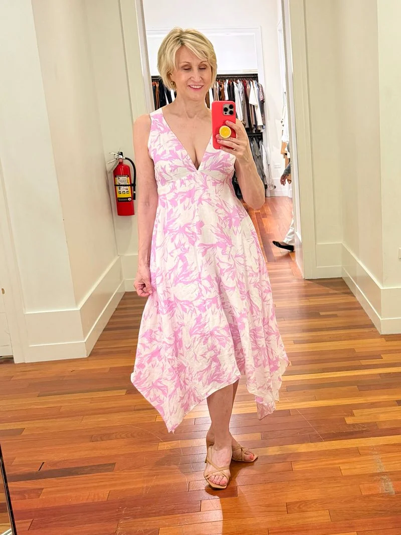 pink-linen-floral-handkerchief-hem-dress
