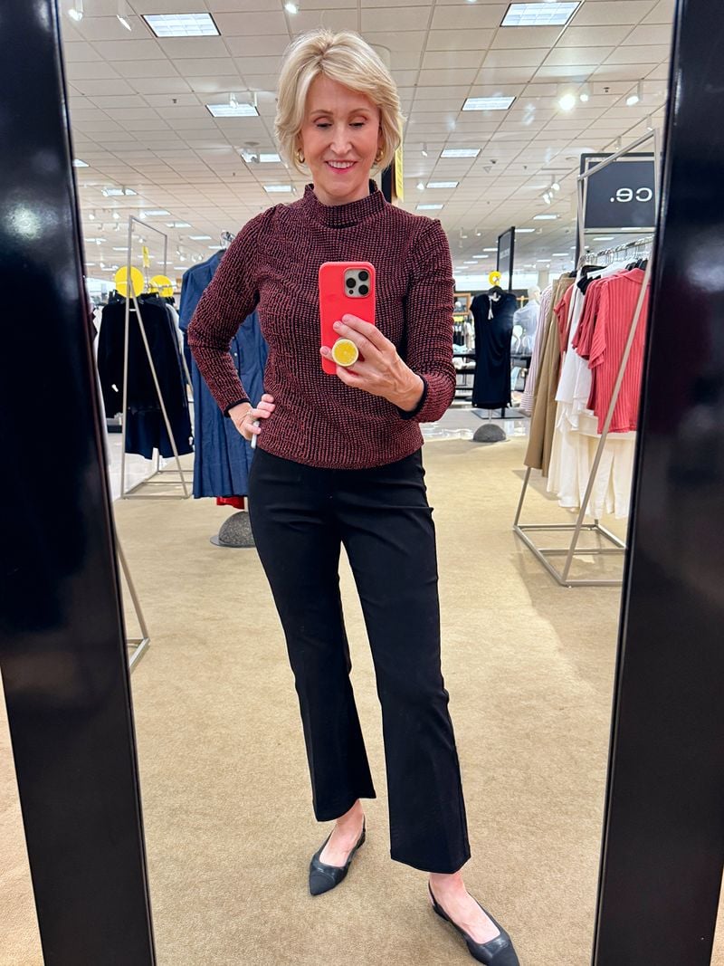 brick mock neck sweater