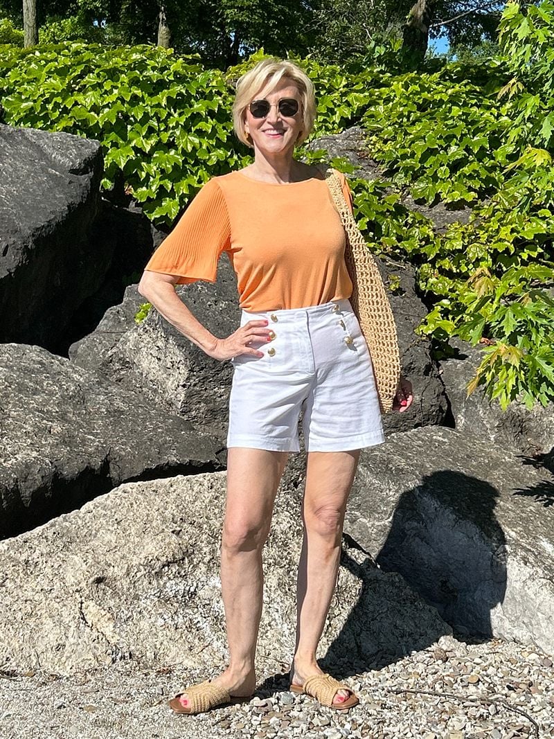 sailor shorts orange flutter sleeve