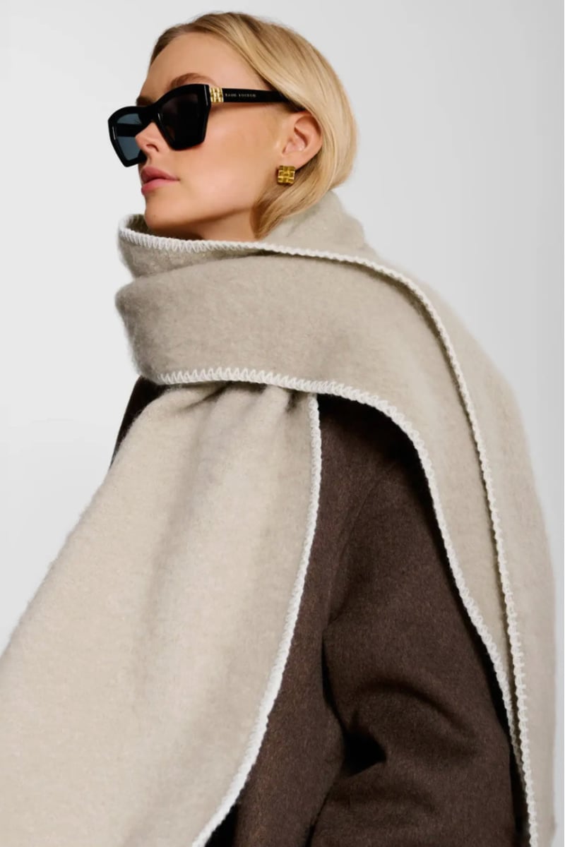 long taupe whipstitch scarf