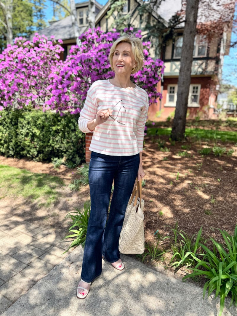 striped top and jeans striped top and jeans