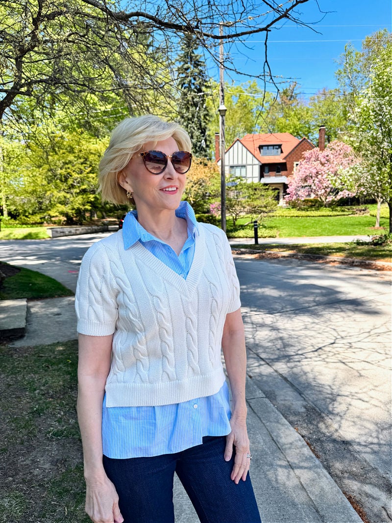 mixed media cable knit sweater mixed media cable knit sweater