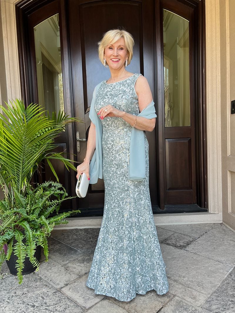 green sequin mother of the bride dress