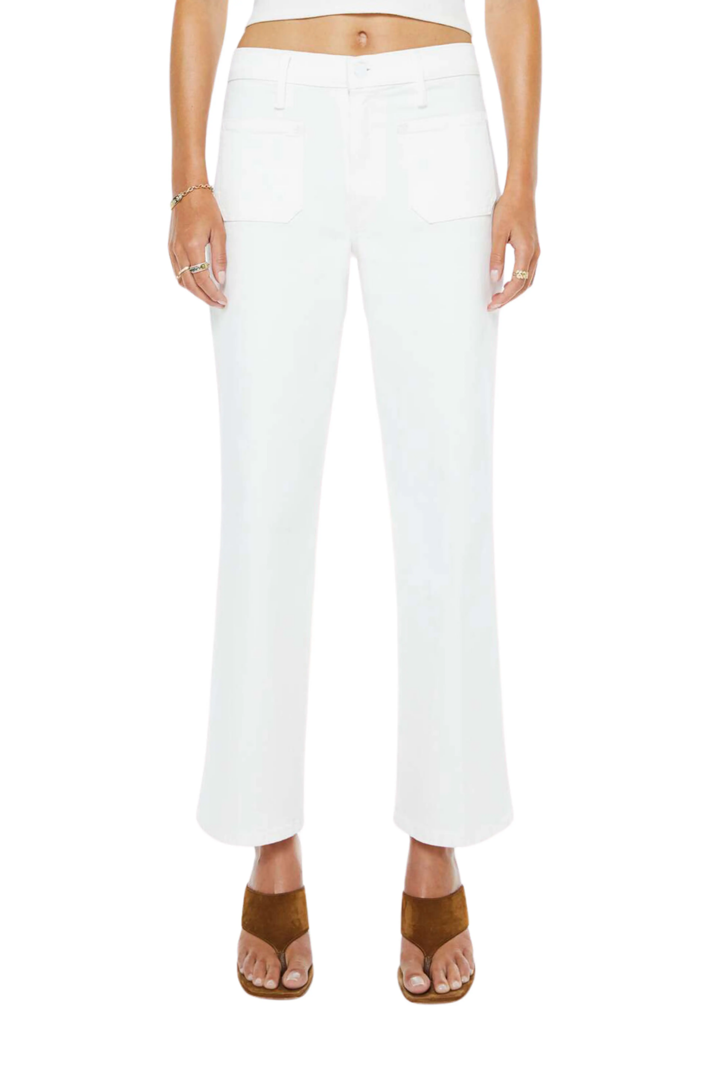 Best Splurge-Worthy White Jeans: Mother The Maven Patch Pocket Ankle Straight Leg Jeans