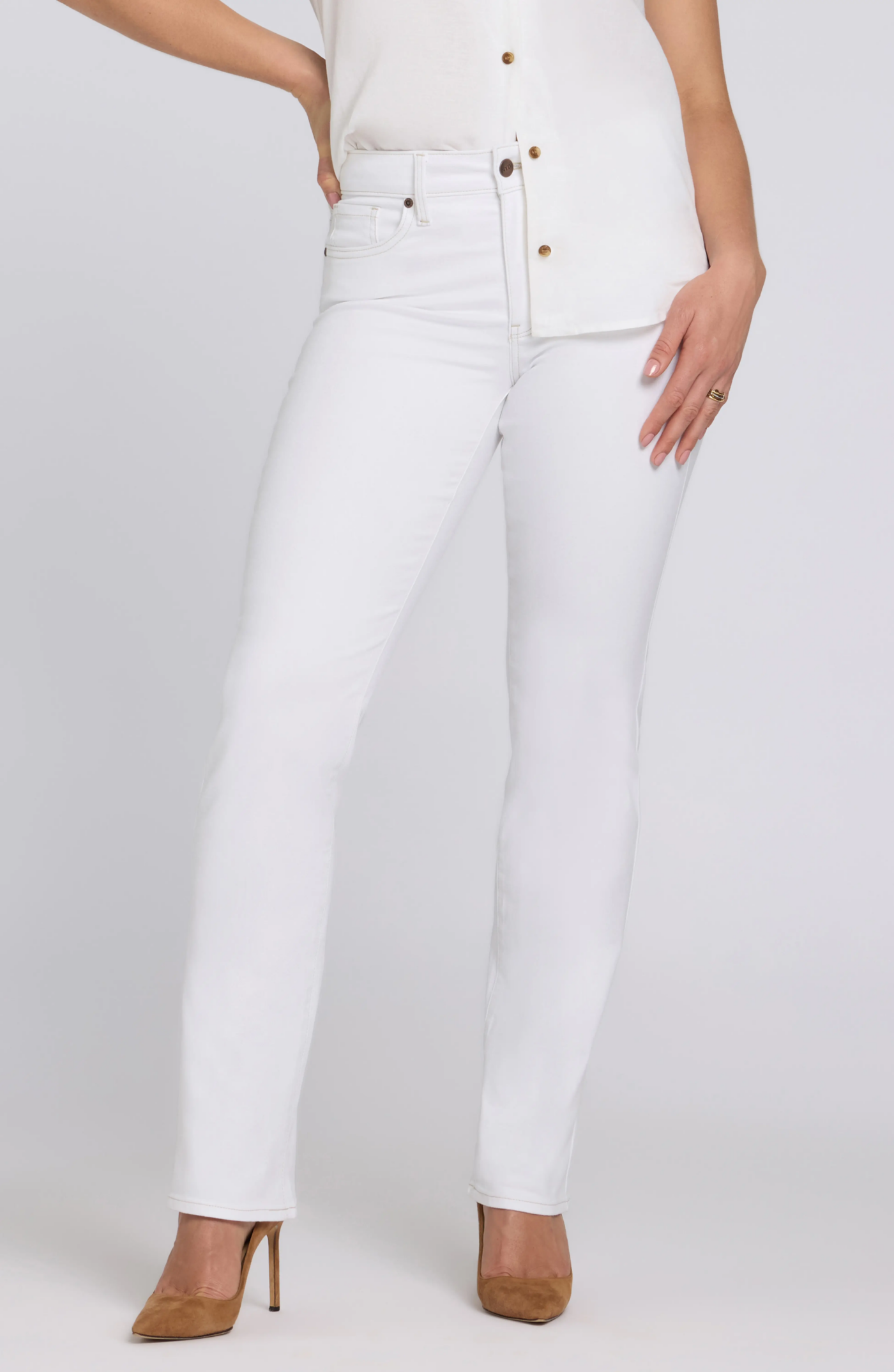 Best White Jeans for Petites: NYDJ Marilyn Straight Leg Jeans