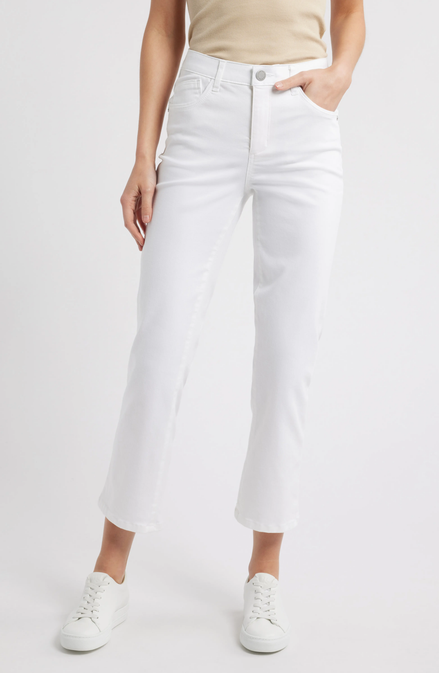 Best White Jeans With Tummy Control: Bennett High Waist Ankle Barely Bootcut Jeans