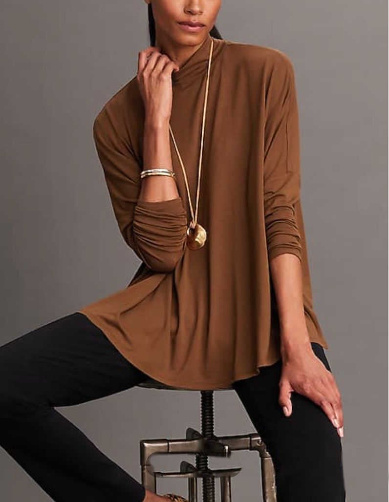 brown knit tunic top