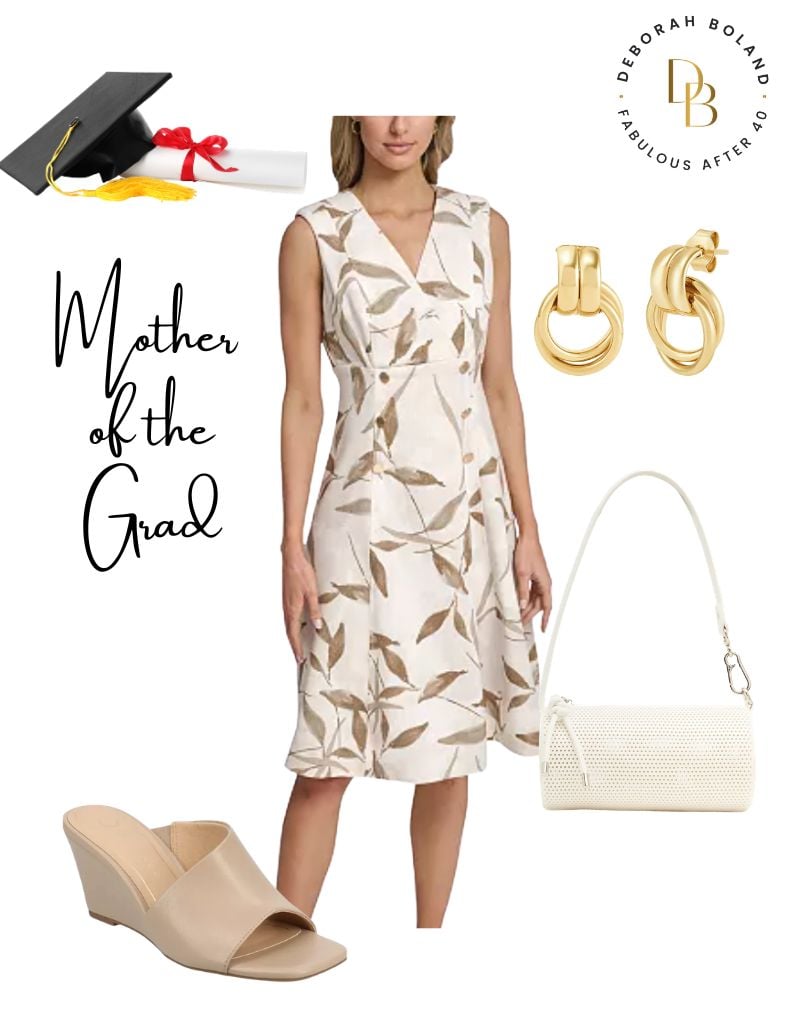 what to wear to a graduation -mother of the graduate dress cream and tan 