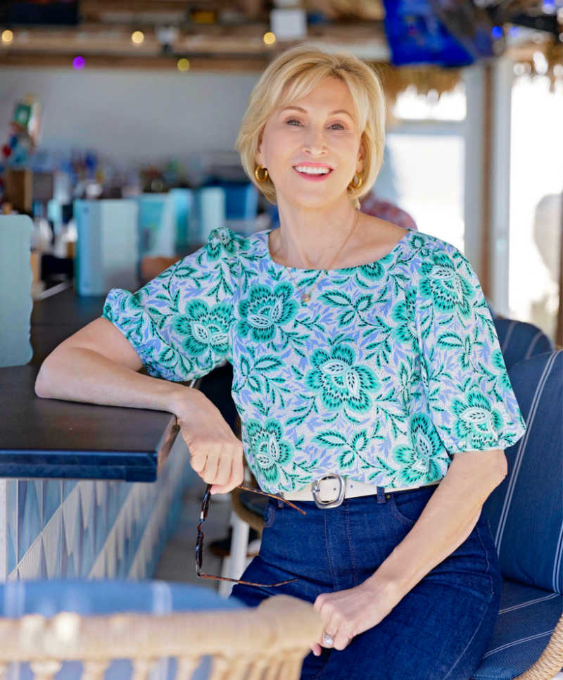 boatneck floral popover blouse