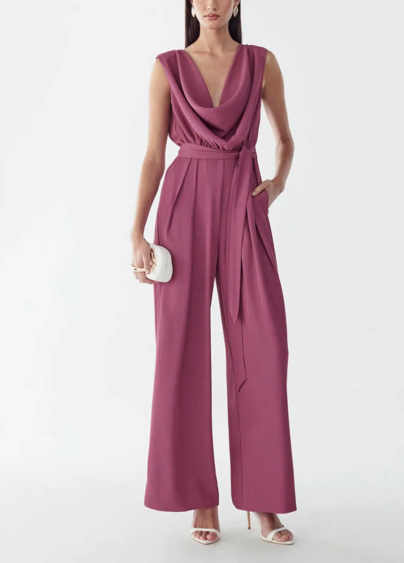 mauve wide leg jumpsuit