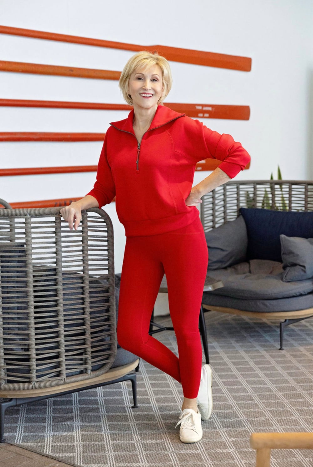 red spanx workout leggings
