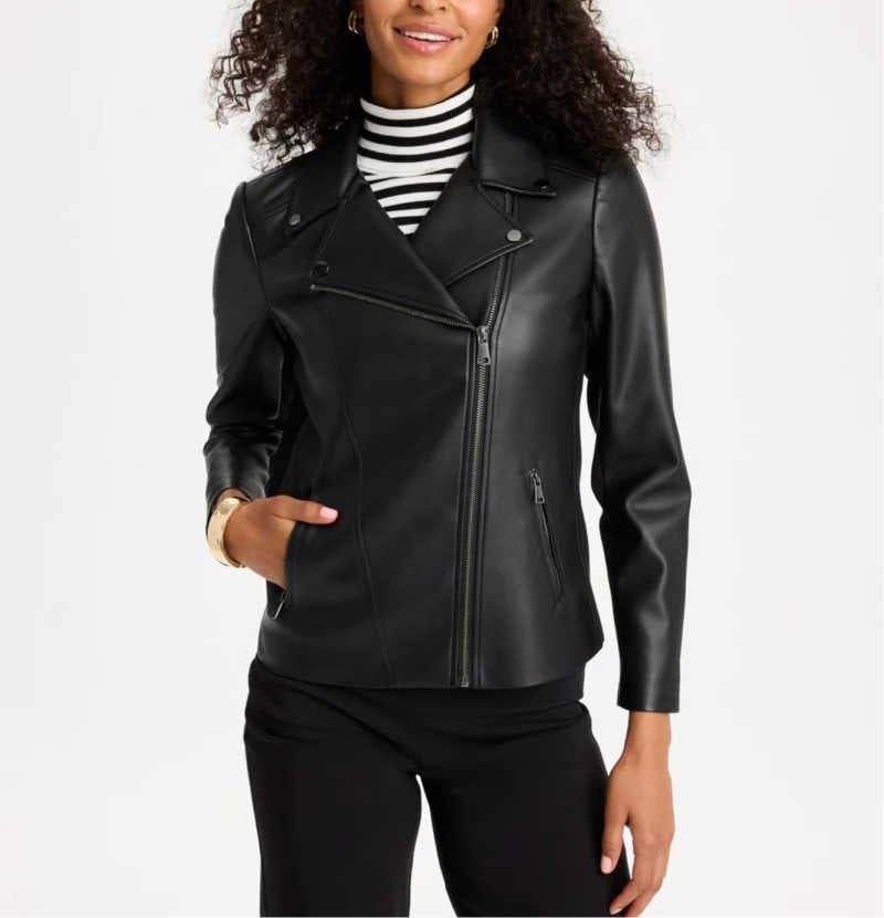 black leather moto jacket